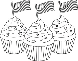 Happy 4Th of July Cake Coloring Page for Kids