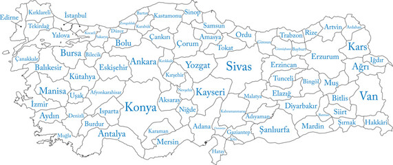 Fototapeta premium turkey cities map vector illustration