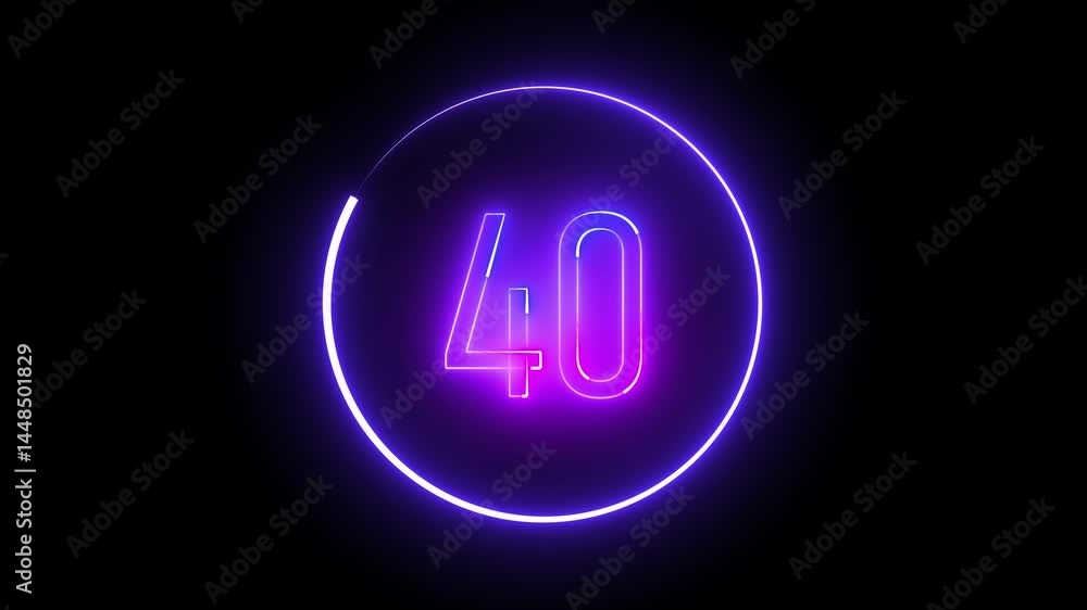Aufkleber circular neon frame around number 40 striking light-based artwork for modern digital design and crea