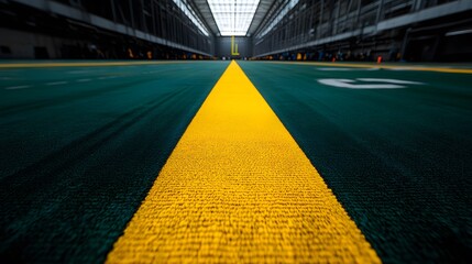 Green Track with Yellow Center Line Industrial Setting