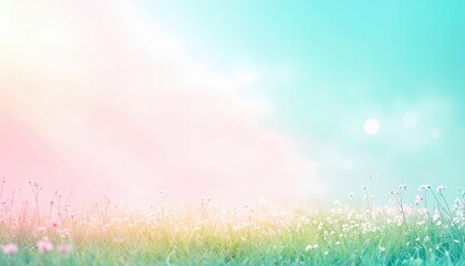 Obraz premium Breathtaking sunrise over serene meadow nature landscape tranquil environment soft colors scenic viewpoint peaceful atmosphere for relaxation