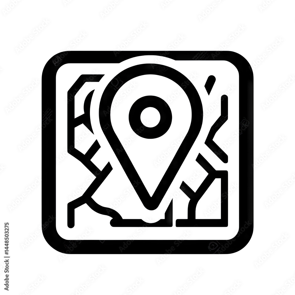 Aufkleber a minimalist map icon featuring a location pin. symbolizing navigation and travel. suitable for apps