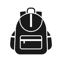 Backpack Silhouette Icon, School Bag Vector for Education and Students