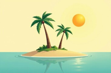 Obraz premium Illustration of a tropcial island on white