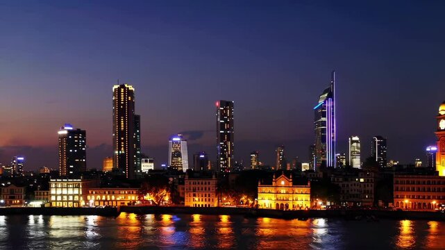 Mumbai skyline transforming at dusk, a sequence of six stunning views