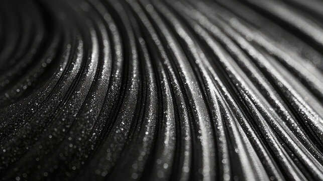 Abstract, textured surface with flowing lines.  A close-up view of a design element featuring a series of curved, parallel lines. The lines have a subtle, reflective sheen