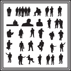 Male Silhouette Vector Collection – Business and Casual Poses for Presentations, Marketing, and Graphic Design Use