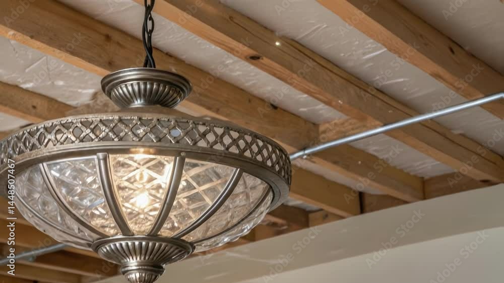 Aufkleber a closeup of a new light fixture being installed showcasing the sparkling glass and intricate metalw