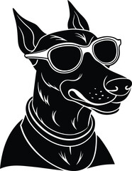 Dog Silhouette with Sunglasses