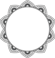 Mandala Style Circular Frame with Geometric Pattern Isolated on White Background
