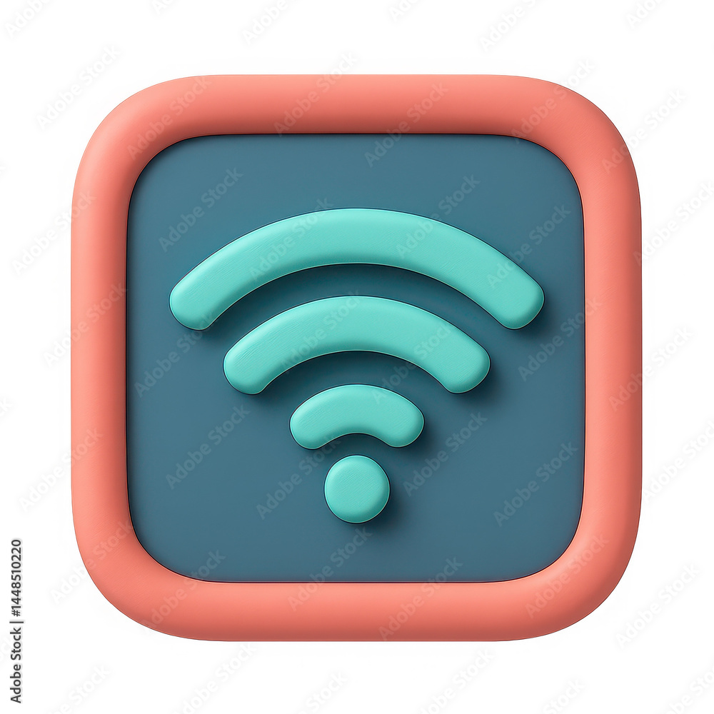 Poster Wireless Icon Design in 3D Style with Colorful Background  