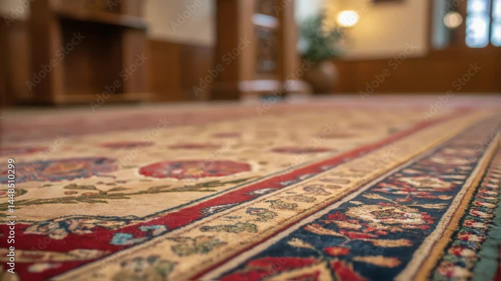 Poster A closeup of plush carpeting underfoot showcasing intricate patterns and colors that contribute to the lounges overall comfort and luxury feel.
