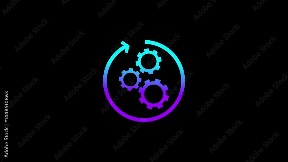 Poster gear icon with refresh symbol 3d icon.animated settings icon 4k animation . technology setting icon 