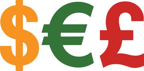 Global Currency Symbols: Dollar, Euro, and Pound in a Vibrant Financial Design