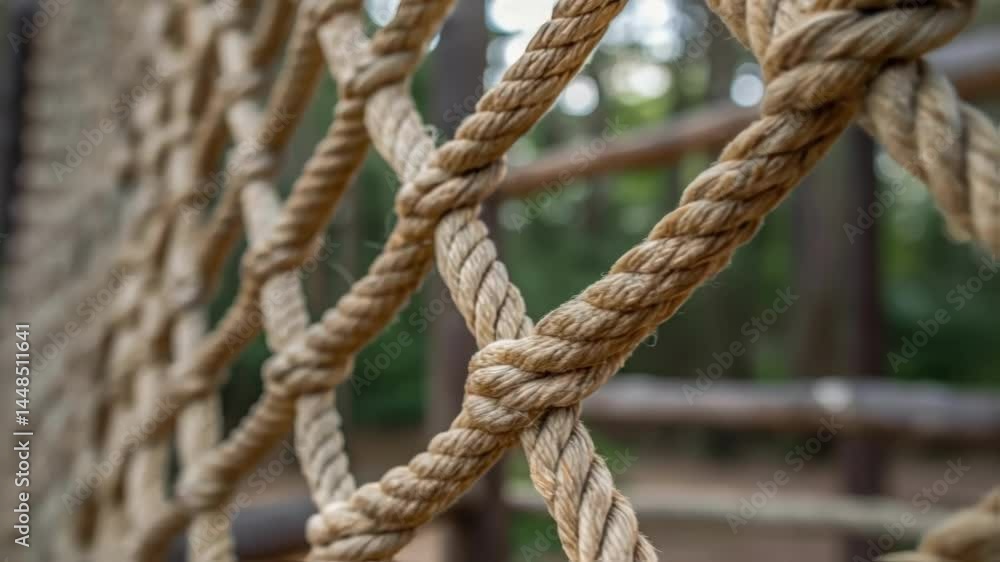 Poster A closeup shot of the texture of ropes made from recycled fibers intertwined in a climbing structure illustrating both the durability and ecofriendly nature.