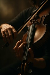 Passionate Violin Performance in Intimate Setting with Soft Light