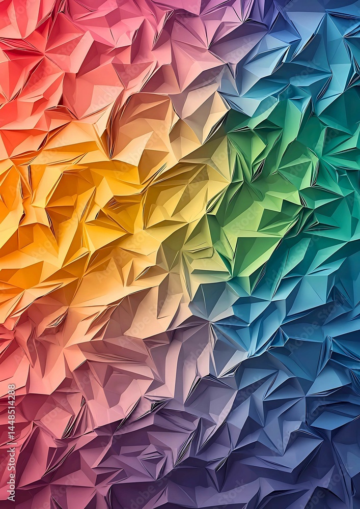 Poster a colorful rainbow of textured paper folds. the image showcases a vibrant spectrum of hues, creating