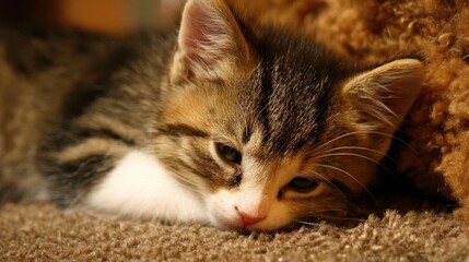 Kitten Napping with Toy