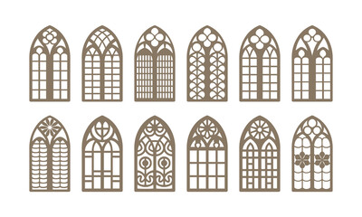 Arch windows collection. Vector illustration. 