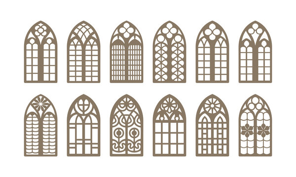 Arch windows collection. Vector illustration. 