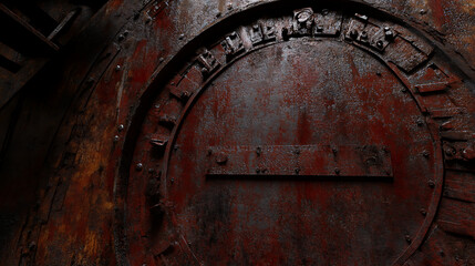 Rusty industrial metal access panel