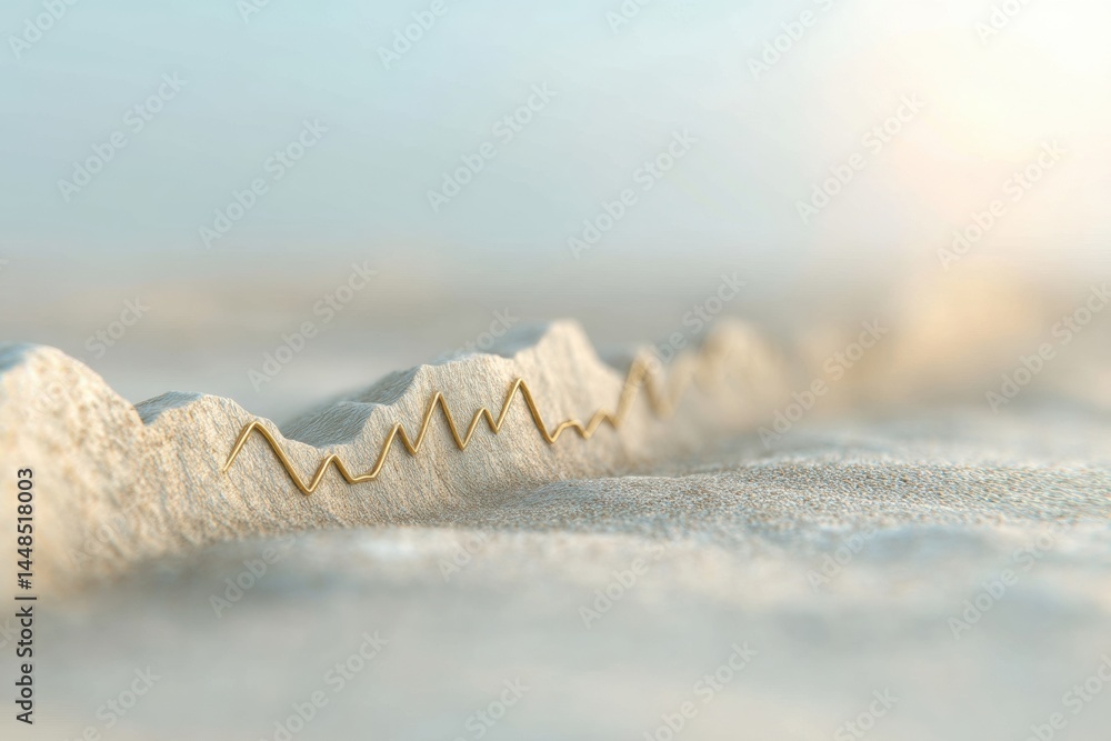 Poster minimalist seismic visualization soft-textured geological data landscape revealing climate tech inno