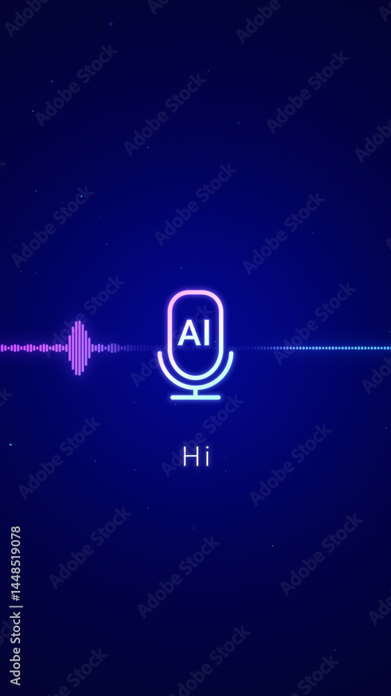 Poster smart ai voice recognition personal assistant technology concept, artificial intelligence chat app s