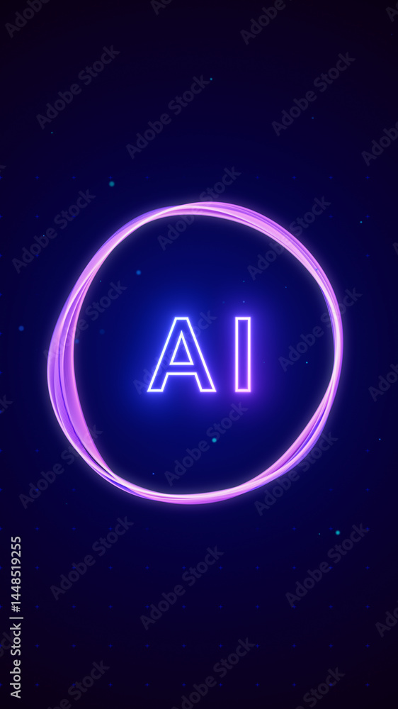 Poster futuristic ai assistant app logo screen background, smart personal artificial intelligence computer 