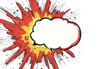 a comic book explosion with a white speech bubble