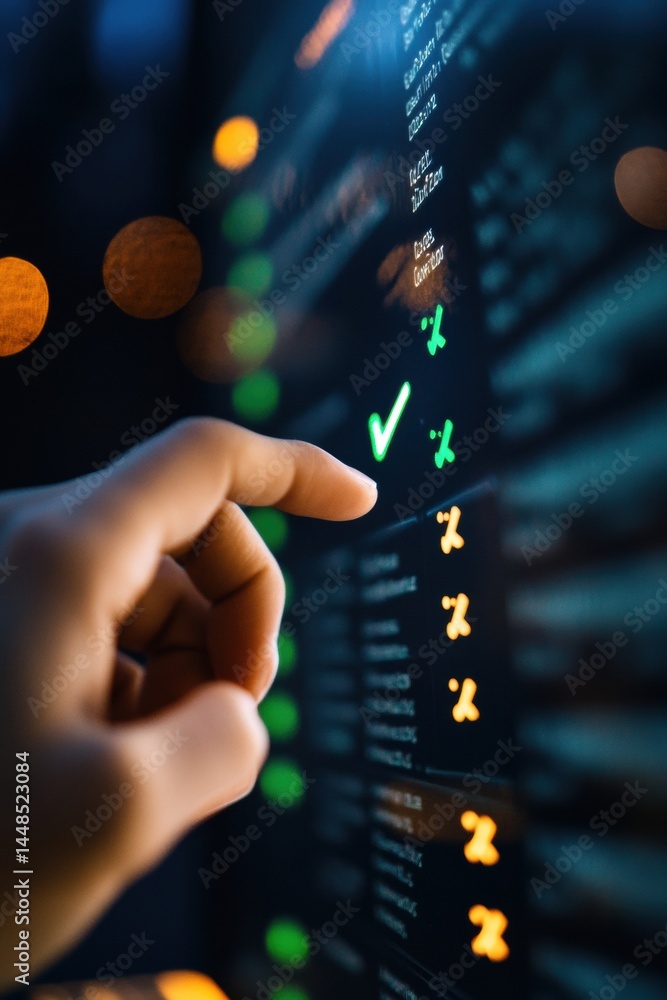 Poster Futuristic Digital Quality Control AI-Enhanced Certification Dashboard with Interactive Performance Verification for Next-Gen Business Intelligence and Compliance Analytics