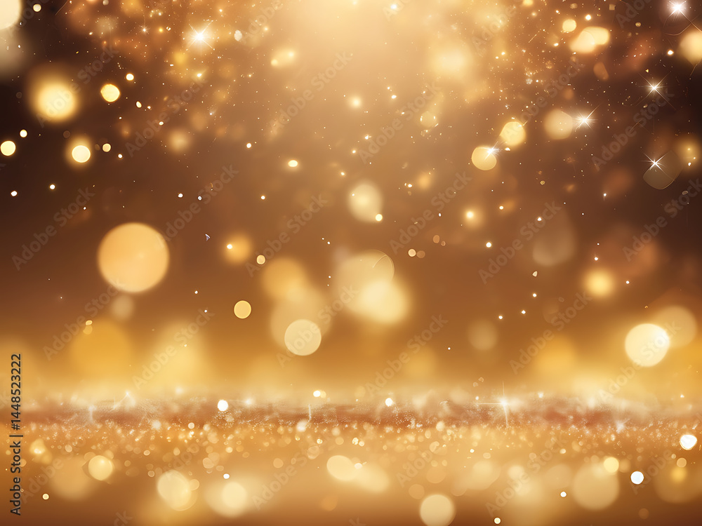 Poster golden sparkling light background with glowing bokeh and shine effects for festive design ai