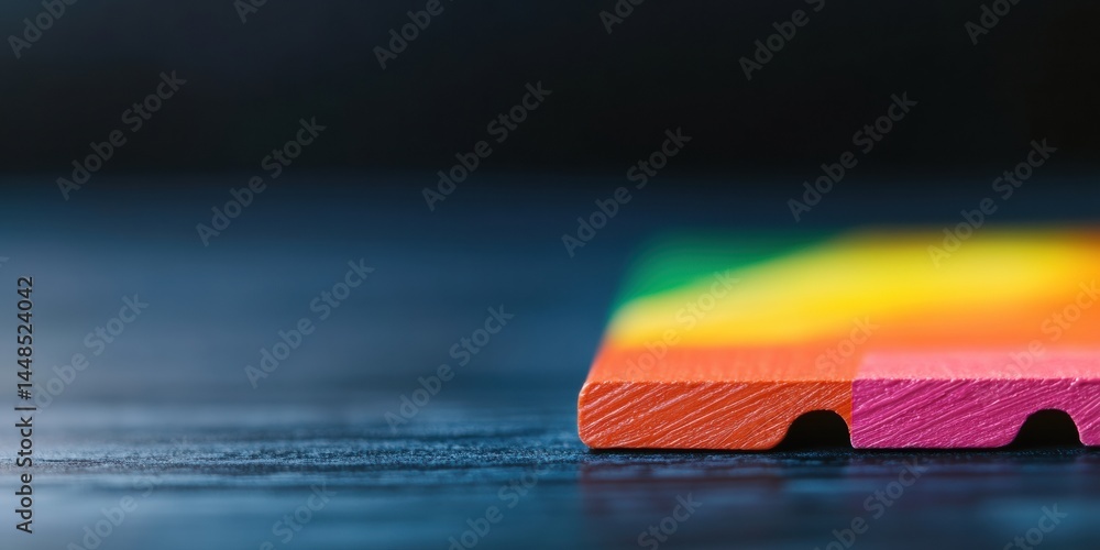 Poster Vibrant Gradient Woodwork Minimalist Macro Design Exploring Chromatic Transitions in Contemporary Material Innovation and Creative Texture