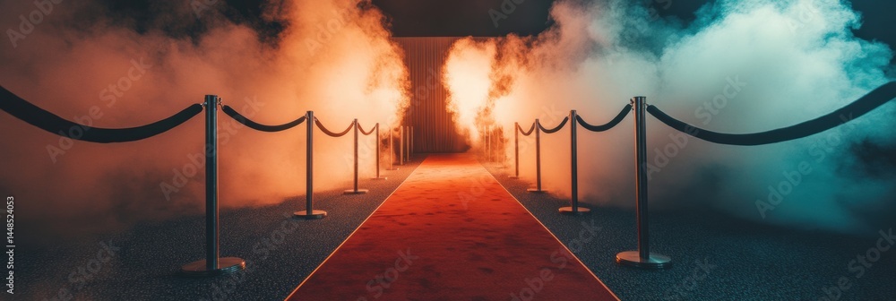 Poster cinematic red carpet experience dramatic immersive event gateway with atmospheric lighting - luxury 