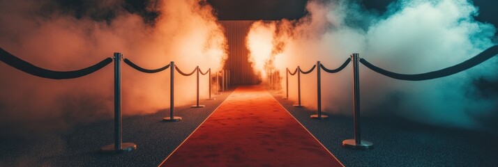 Cinematic Red Carpet Experience Dramatic Immersive Event Gateway with Atmospheric Lighting - Luxury Entertainment Branding for Digital Age Storytelling