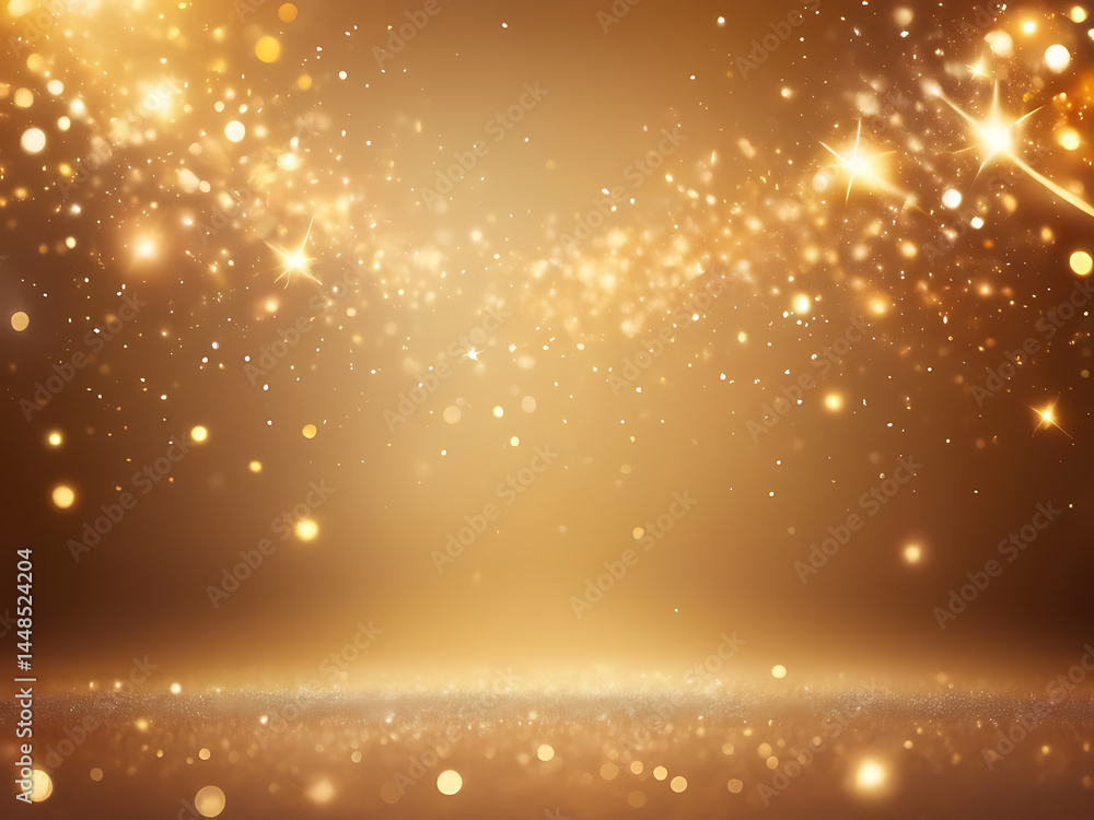 Poster golden sparkling light background with glowing bokeh and shine effects for festive design ai