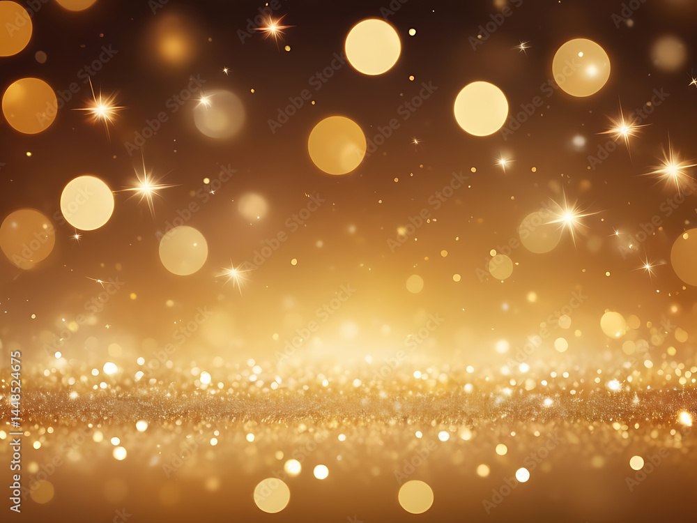 Poster golden sparkling light background with glowing bokeh and shine effects for festive design ai