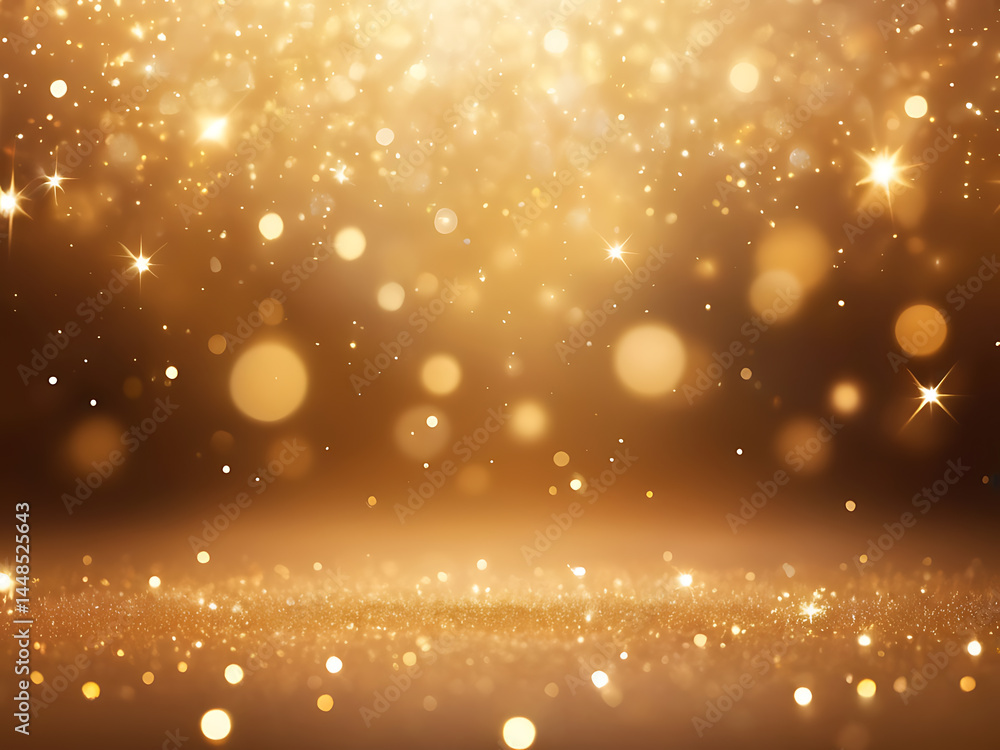 Poster golden sparkling light background with glowing bokeh and shine effects for festive design ai