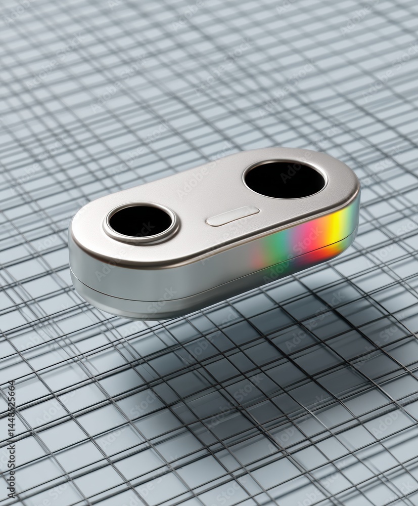 Poster futuristic gaming controller sleek metallic minimalist design with chromatic edge - next-gen interac