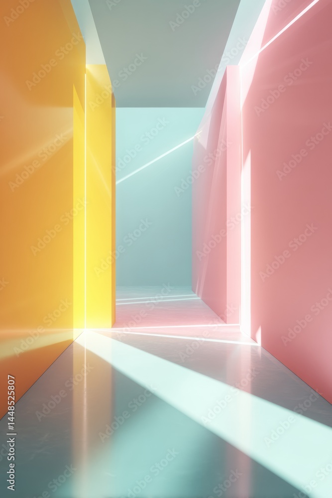 Leinwandbilder Ethereal Minimalist Light Geometry Pastel Architectural Exploring Spatial Dynamics, Digital Design Trend and Creative Visual Perception