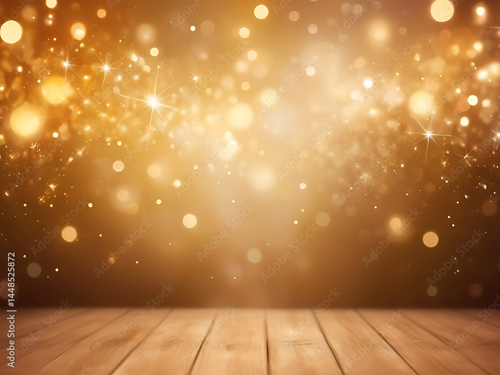 Poster golden sparkling light background with glowing bokeh and shine effects for festive design ai