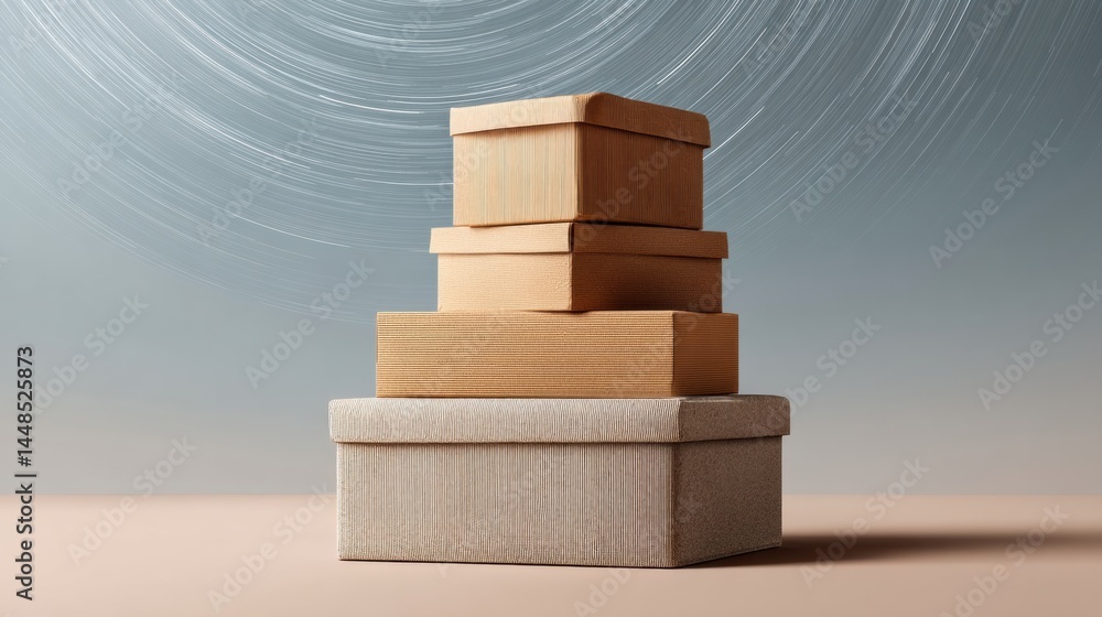Poster minimalist storage solutions elegant stacked organizational boxes in neutral palette - contemporary 
