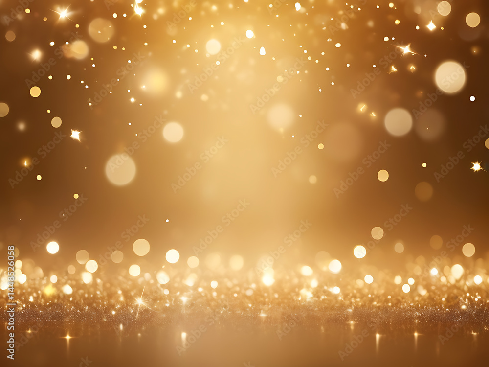 Poster golden sparkling light background with glowing bokeh and shine effects for festive design ai