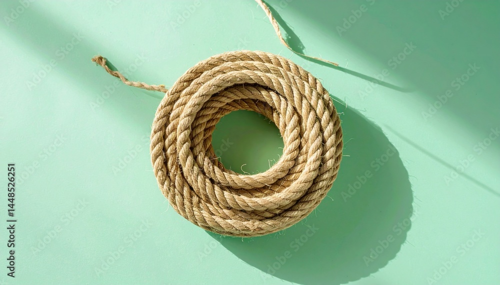Poster rope coiling action minimalist environment photography studio setup top-down view textured backgroun