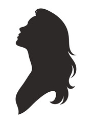 Woman Silhouette Female Profile Head and Face with Long Hair in Black Transparent PNG Clipart