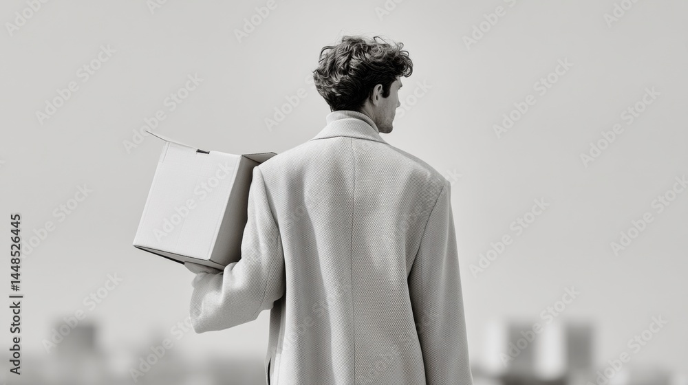 Aufkleber tech workforce disruption minimalist grayscale portrait of professional transition in silicon valley