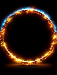 A Glowing Circular Shape With Colors Against Black Background