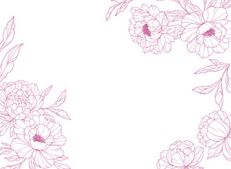Peony Line Art. Trendy floral peony bouquets and flowers. Botanical Line Drawing Peony Collection. Hand drawn line art peony flowers. Luxury Line Floral Art. Peony Outline
