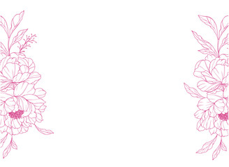 Peony Line Art. Trendy floral peony bouquets and flowers. Botanical Line Drawing Peony Collection. Hand drawn line art peony flowers. Luxury Line Floral Art. Peony Outline