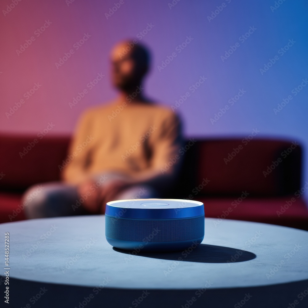 Poster Minimalist Home Connectivity Modern WiFi Router Styling Sleek Digital Workspace with Gradient Lighting - Ergonomic Remote Work Technology Solutions