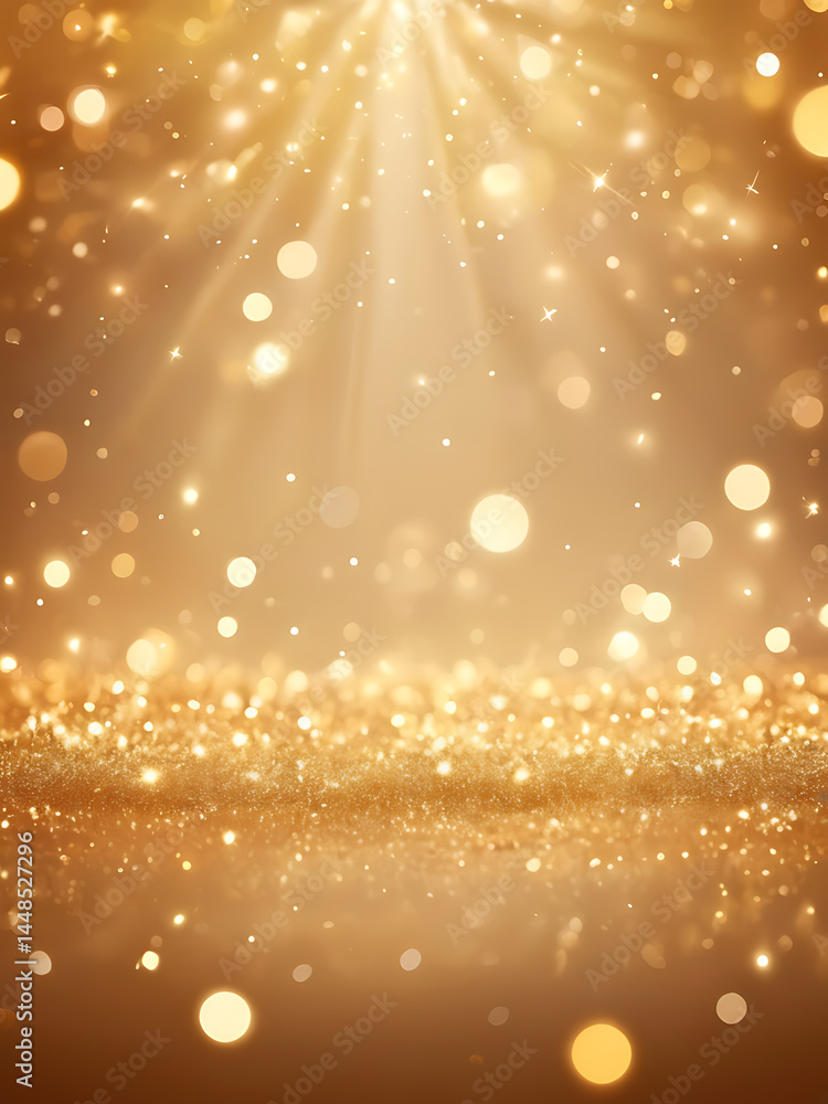 Poster golden sparkling light background with glowing bokeh and shine effects for festive design ai